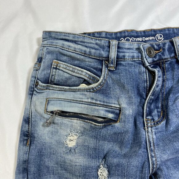 Crysp Denim Men's Destroyed Distressed Jeans Moto Zipper Accents Stretch Size 30 - Picture 6 of 14